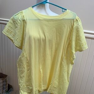 LOFT Light Yellow Eyelet Sleeve Blouse